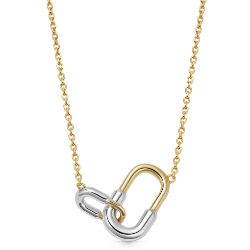 Astley Clarke Aurora U-Hoop Link 18ct Yellow Gold Vermeil and Silver Necklace