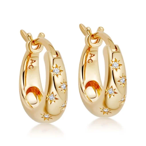 Astley Clarke Celestial 18ct Yellow Gold Vermeil White Sapphire Hoop Earrings