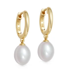 Astley Clarke Celestial 18ct Yellow Gold Freshwater Pearl Drop Huggie Earrings
