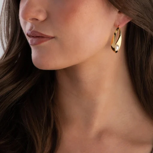 Astley Clarke Floe 18ct Yellow Gold Vermeil Freshwater Pearl Hoop Earrings