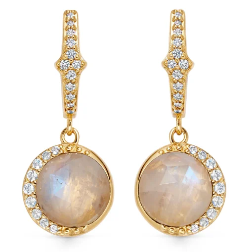 Astley Clarke Luna 18ct Yellow Gold Vermeil Moonstone Hoop Earrings