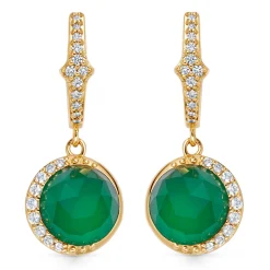 Astley Clarke Luna 18ct Yellow Gold Vermeil Green Chalcedony Hoop Earrings