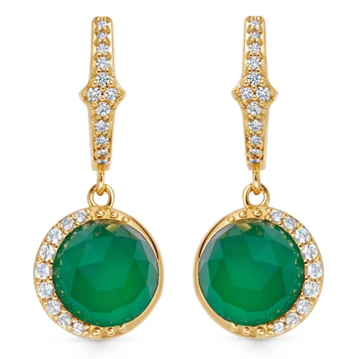 Astley Clarke Luna 18ct Yellow Gold Vermeil Green Chalcedony Hoop Earrings