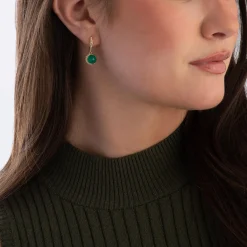 Astley Clarke Luna 18ct Yellow Gold Vermeil Green Chalcedony Hoop Earrings
