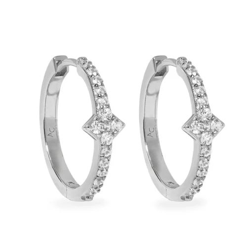 Astley Clarke Luna Light Silver White Sapphire Hoop Maxi Earrings