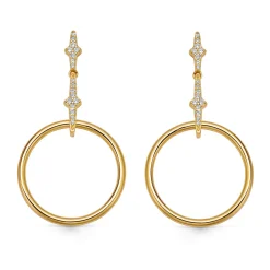 Astley Clarke Luna Light 18ct Yellow Gold Vermeil White Sapphire Hoop Stud Earrings