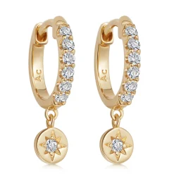 Astley Clarke Polaris 18ct Yellow Gold Vermeil White Sapphire Huggie Earrings