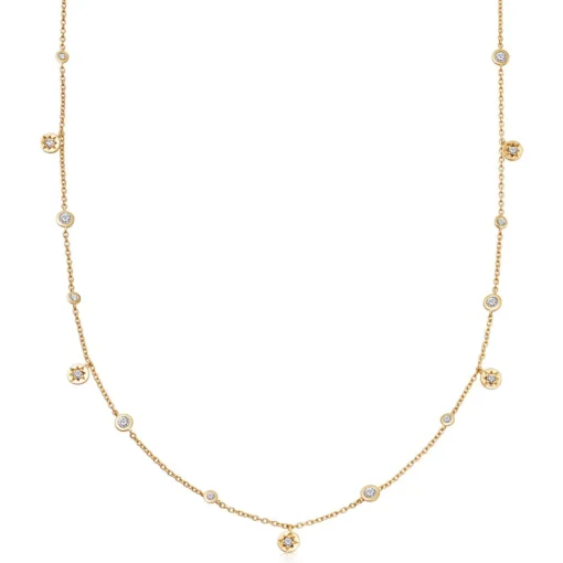 Astley Clarke Polaris North Star 18ct Yellow Gold Vermeil White Sapphire Station Necklace