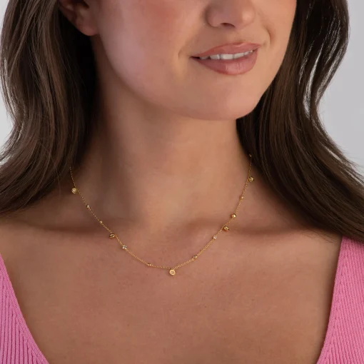 Astley Clarke Polaris North Star 18ct Yellow Gold Vermeil White Sapphire Station Necklace