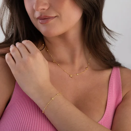 Astley Clarke Polaris North Star 18ct Yellow Gold Vermeil White Sapphire Station Necklace