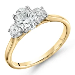 Beaverbrooks Beyond Brilliance 18ct Yellow Gold Oval Shaped Diamond Three Stone Ring