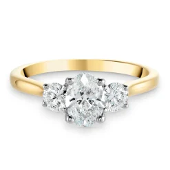 Beaverbrooks Beyond Brilliance 18ct Yellow Gold Oval Shaped Diamond Three Stone Ring