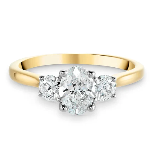 Beaverbrooks Beyond Brilliance 18ct Yellow Gold Oval Shaped Diamond Three Stone Ring