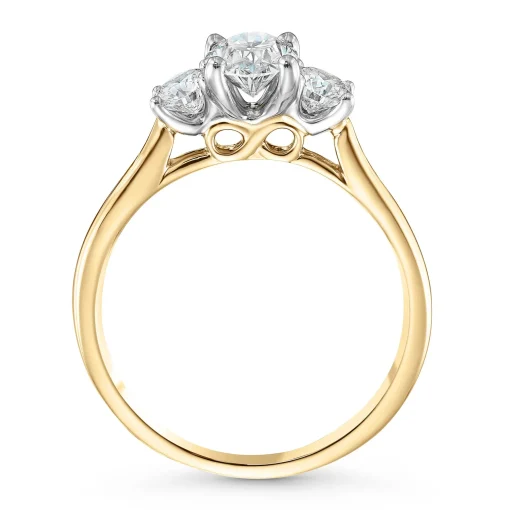 Beaverbrooks Beyond Brilliance 18ct Yellow Gold Oval Shaped Diamond Three Stone Ring