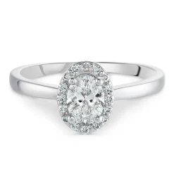 Beaverbrooks Beyond Brilliance 18ct White Gold Diamond Oval Shaped Halo Ring