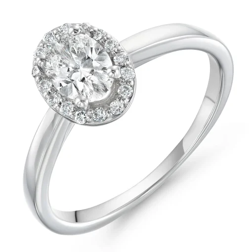 Beaverbrooks Beyond Brilliance 18ct White Gold Oval Shaped Diamond Halo Ring