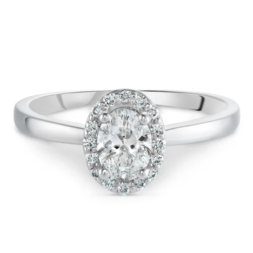 Beaverbrooks Beyond Brilliance 18ct White Gold Oval Shaped Diamond Halo Ring