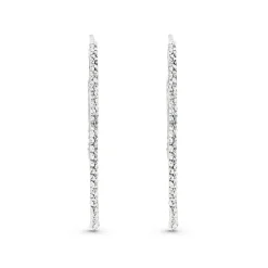 Beaverbrooks 9ct White Gold Crystal Double Hoop Earrings