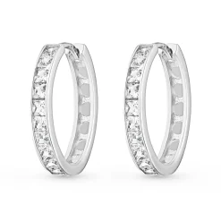 Beaverbrooks 9ct White Gold Cubic Zirconia Hoop Earrings