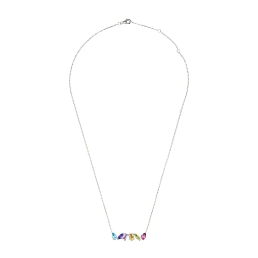 Beaverbrooks 9ct White Gold Multi Coloured Necklace