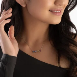 Beaverbrooks 9ct White Gold Multi Coloured Necklace