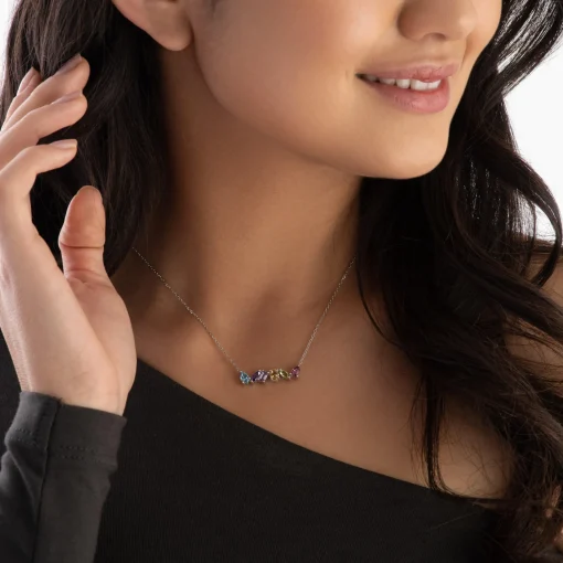 Beaverbrooks 9ct White Gold Multi Coloured Necklace