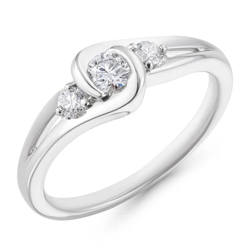 Beaverbrooks 9ct White Gold Diamond Three Stone Engagement Ring