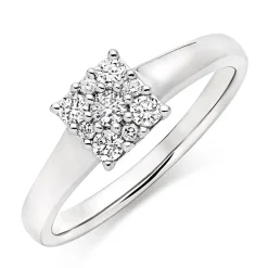 Beaverbrooks 9ct White Gold Diamond Cluster Engagement Ring