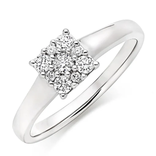 Beaverbrooks 9ct White Gold Diamond Cluster Engagement Ring