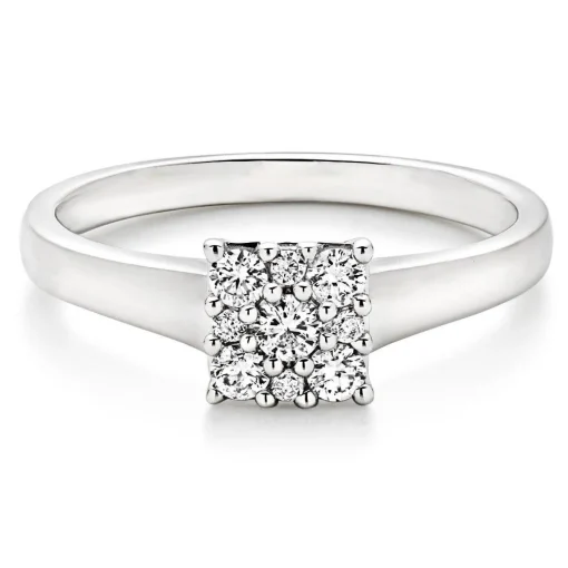 Beaverbrooks 9ct White Gold Diamond Cluster Engagement Ring