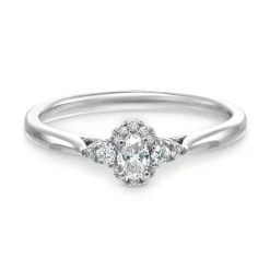 Beaverbrooks 9ct White Gold Diamond Oval Shaped Halo Engagement Ring