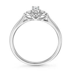 Beaverbrooks 9ct White Gold Diamond Oval Shaped Halo Engagement Ring