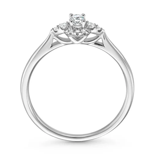 Beaverbrooks 9ct White Gold Diamond Oval Shaped Halo Engagement Ring