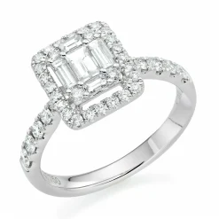 Beaverbrooks 18ct White Gold Diamond Halo Ring