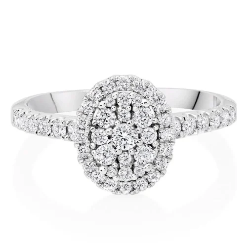Beaverbrooks 9ct White Gold Diamond Cluster Ring