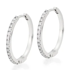 Beaverbrooks 9ct White Gold Diamond Hoop Earrings