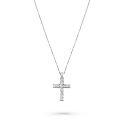 Beaverbrooks 18ct White Gold Diamond Cross Pendant