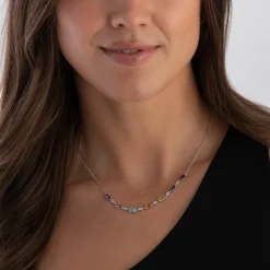 Beaverbrooks 9ct White Gold Diamond Gemstone Necklace