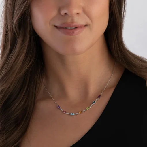 Beaverbrooks 9ct White Gold Diamond Gemstone Necklace