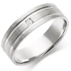 Beaverbrooks 9ct White Gold Diamond 6mm Men's Wedding Ring