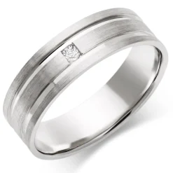 Beaverbrooks 9ct White Gold Diamond 6mm Men's Wedding Ring