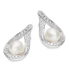 Beaverbrooks 9ct White Gold Diamond Freshwater Cultured Pearl Stud Earrings