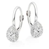 Beaverbrooks 9ct White Gold Cubic Zirconia Pear Shaped Halo Drop Earrings