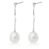 Beaverbrooks 9ct White Gold Diamond Freshwater Cultured Pearl Drop Earrings