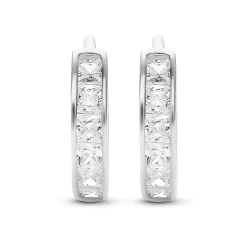 Beaverbrooks 9ct White Gold Cubic Zirconia Huggie Hoop Earrings