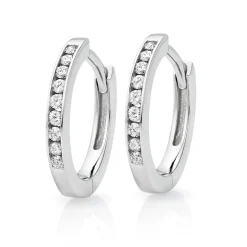 Beaverbrooks 9ct White Gold Diamond Huggie Hoop Earrings