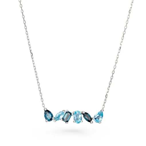 Beaverbrooks 9ct White Gold Blue Topaz Necklace
