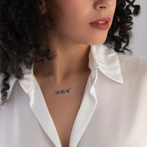Beaverbrooks 9ct White Gold Blue Topaz Necklace