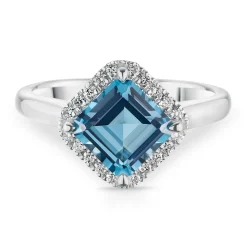 Beaverbrooks 9ct White Gold Diamond Blue Topaz Ring