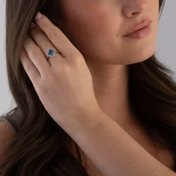 Beaverbrooks 9ct White Gold Diamond Blue Topaz Ring